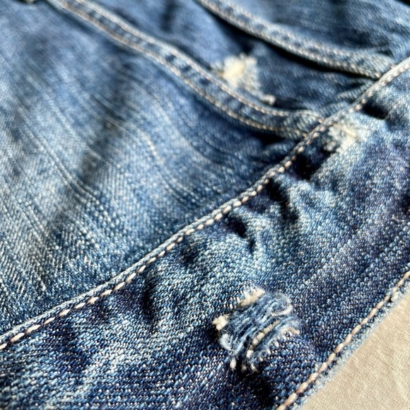 AMERICAN EAGLE Cropped Denim Jacket Medium Wash Women's Size M Distressed Jean - Picture 8 of 12